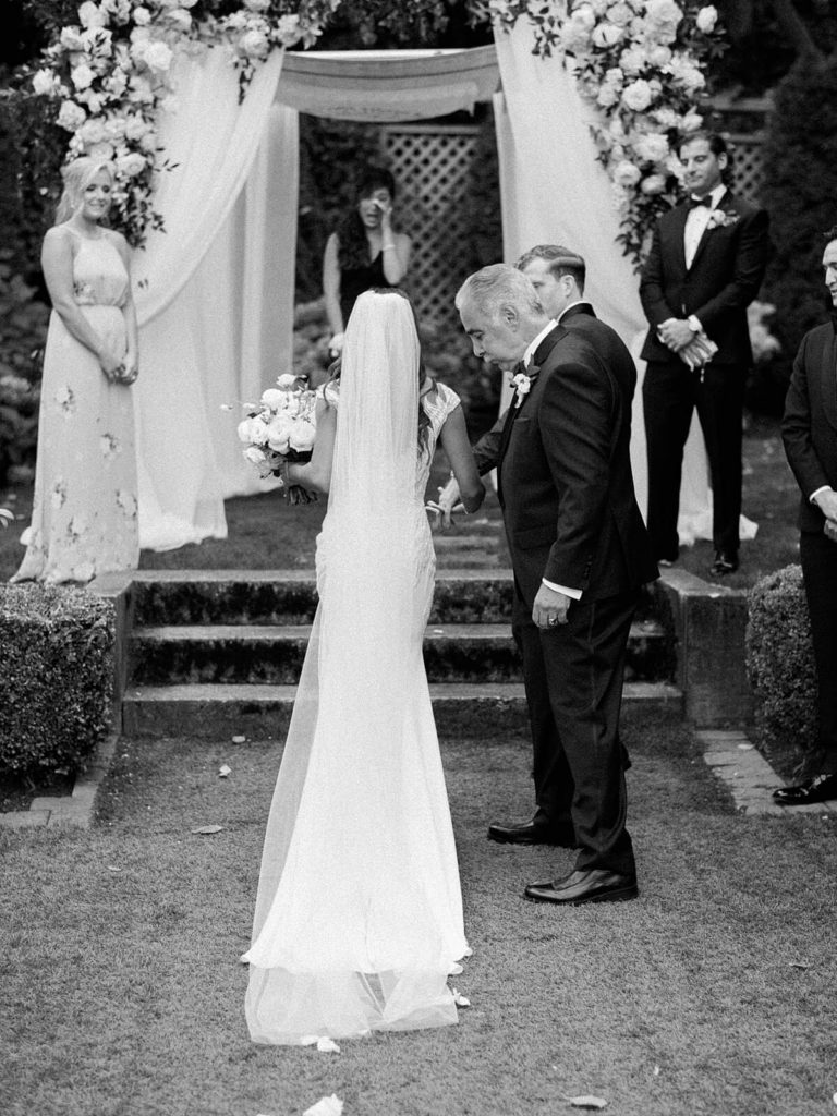 Father of bride gives away bride during Admirals House wedding ceremony - Jacqueline Benét Photography