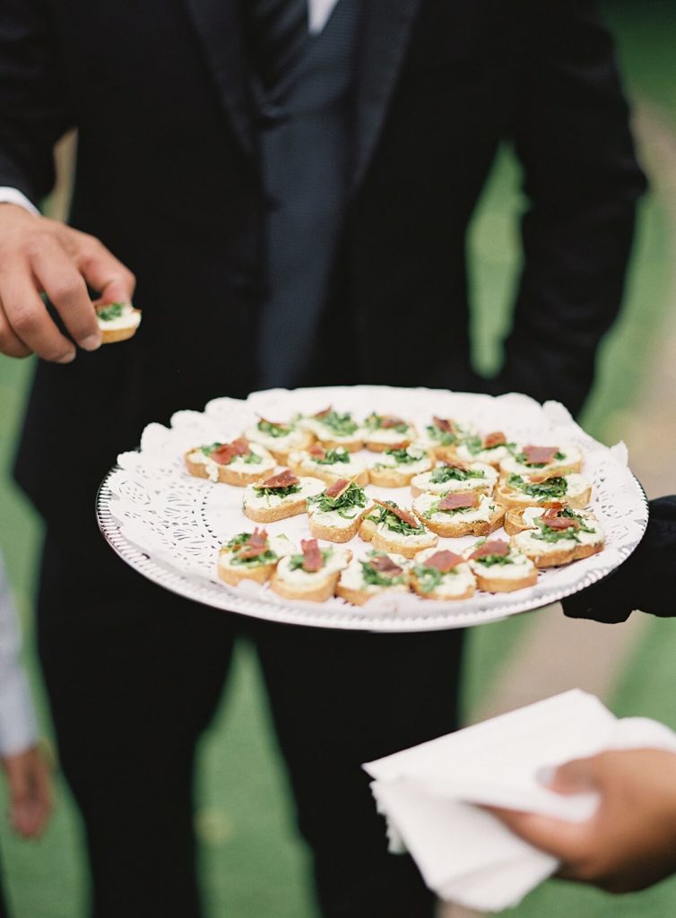 Passed appetizers during cocktail hour at Admirals House wedding - Jacqueline Benét Photography