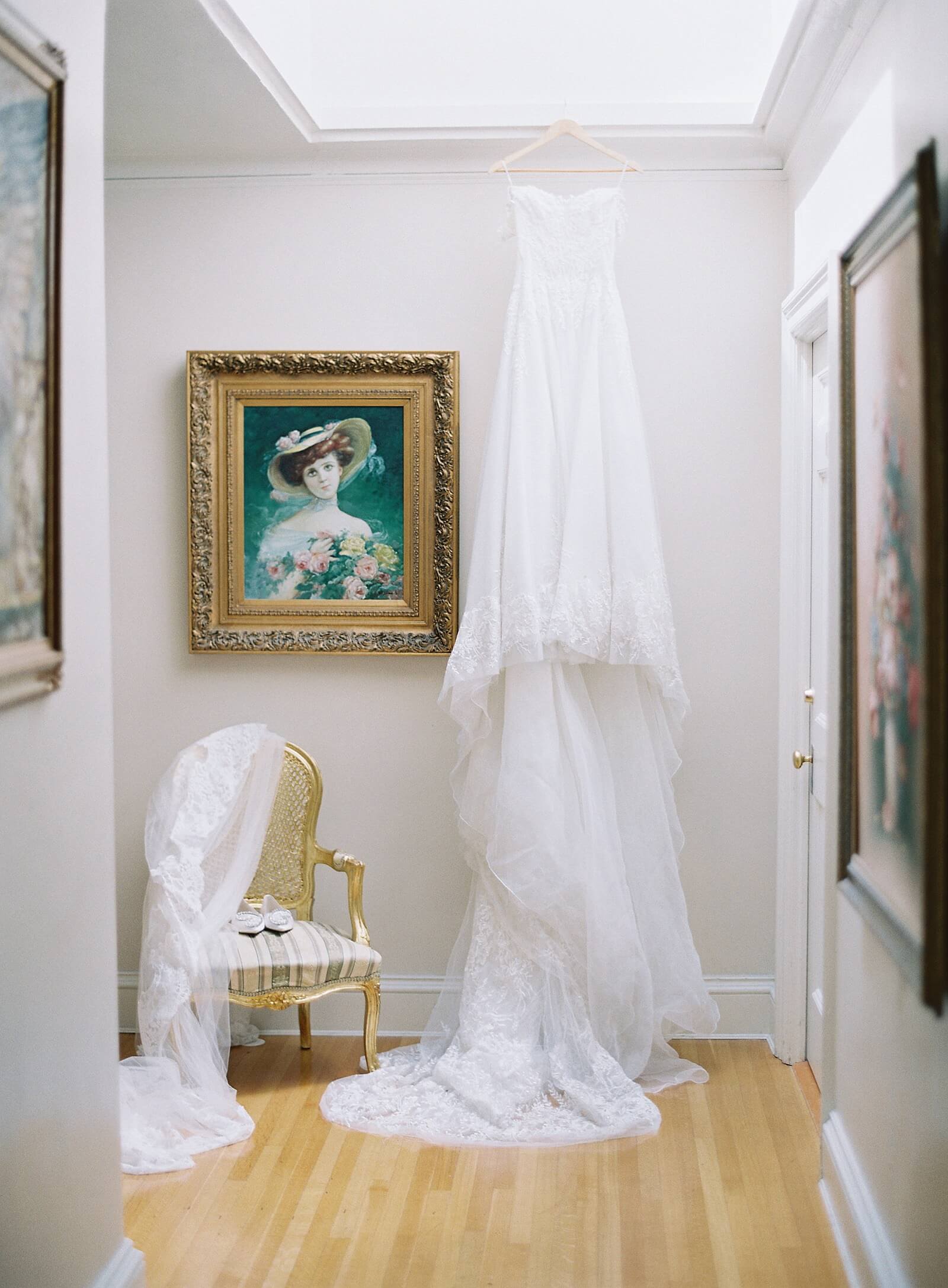Bridal gown inside Thornewood Castle - Jacqueline Benét Photography