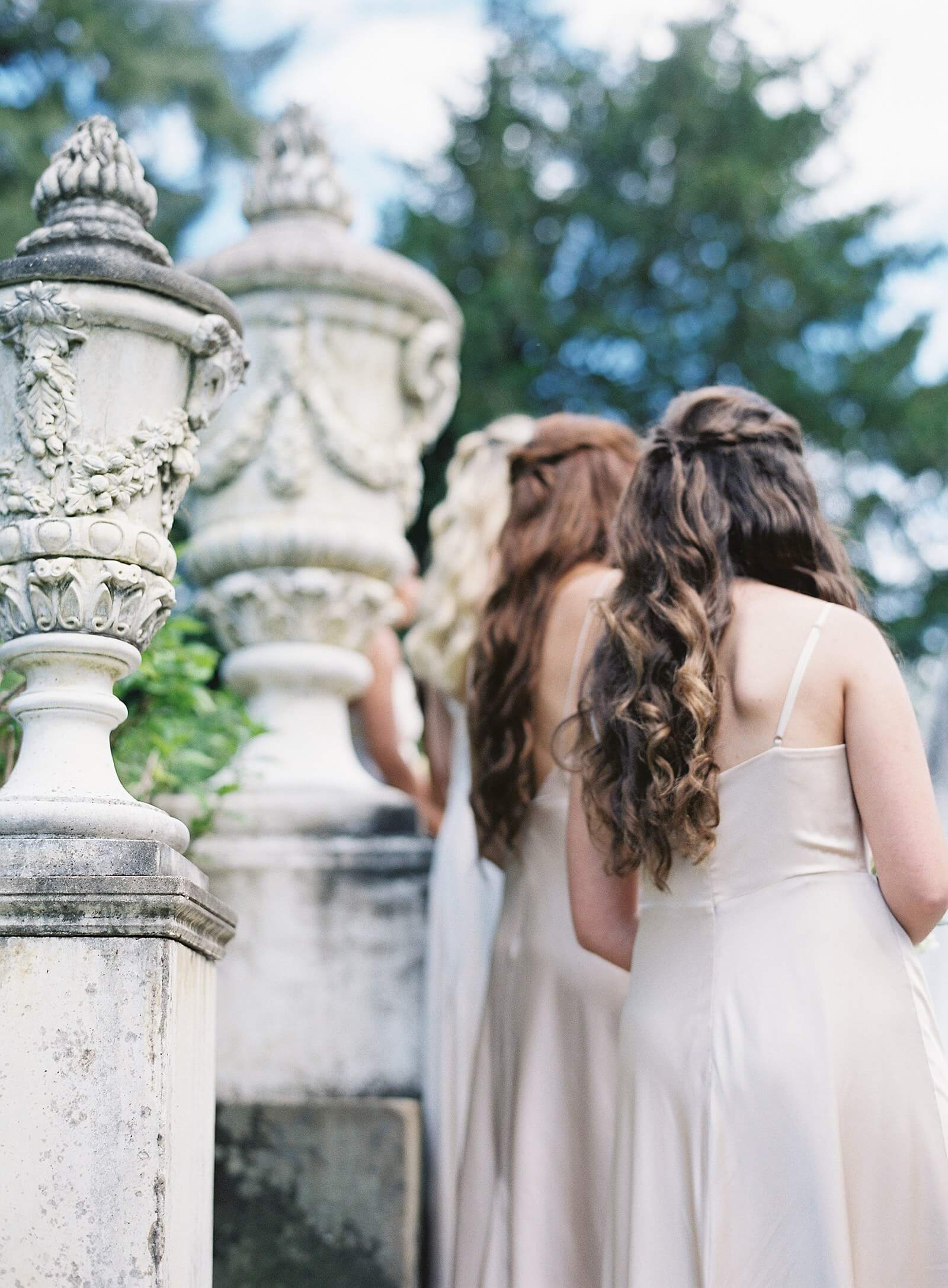 Bridesmaids at the alter at Thornewood Castle wedding ceremony - Jacqueline Benét Photography